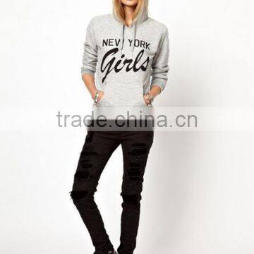 Wholesale Garment Terry Hooded Cotton Crew Neck Comfortable Print Plain Pocket Dyed for Women Sweatshirt Made in China photo-5