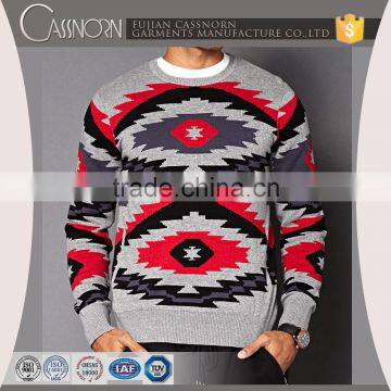 long sleeve round neck cotton pullover southwestern knitted pullover men sweater