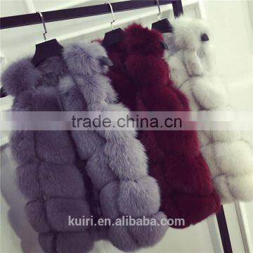Natural Real Fox Fur Vest New 2016 Winter Long Thick Women Genuine Fur Vest Jacket Pockets Real Fur Vest Coats for Women photo-3