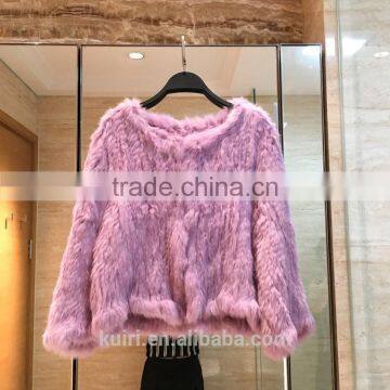 Luxury Knitted Rabbit Fur Coat Women Genuine Rabbit Fur Jacket Fur Waistcoat Colorful photo-2