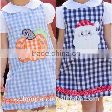 2017 Latest Children Halloween Clothing Kids Boutique Pumpkin Applique Dress New Girls Holiday Dress photo-2