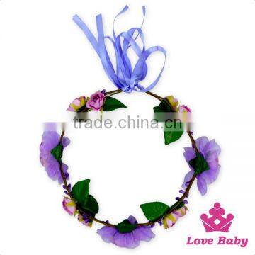 Whloesale Fairy Crown Floral Petals Hair Accessories Flower Garland Bridal Tiara Birthday Headband photo-2