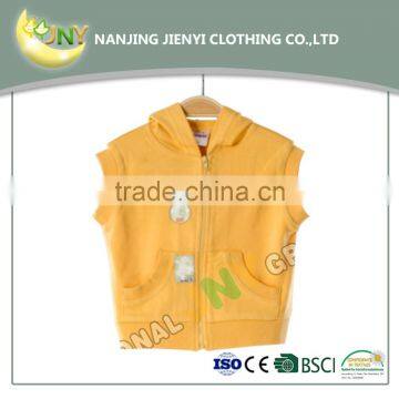 Yellow Sleeveless Kid Zip Up Hood Jacket Children photo-2