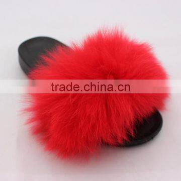 Myfur Factory Price Wholesale Custom Raccoon Fur Lined Sandals Spring Indoor Slipper photo-2