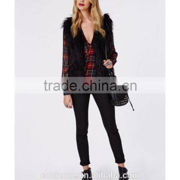 90's Deep Plunge Wrap Over Style 2015 New Design Chiffon Ladies Blouse photo-5