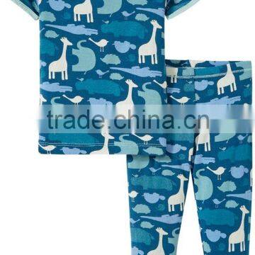 Wholesale 100% Cotton Children Pyjamas Baby Kids Animal Sleepwear Printed Pajamas Set photo-4