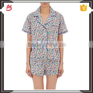 Top selling printing shirt and shorts women pajamas sleepwear