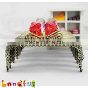 12.5cm 5 Inch Bronze Round Candy Diamond Kiss Lock Metal Handbag Frame photo-2