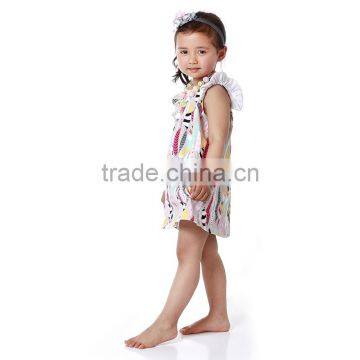 Cheap Girls Summer Dress Children Long Feather Pattern Dress Clothing Free Prom Dress photo-4