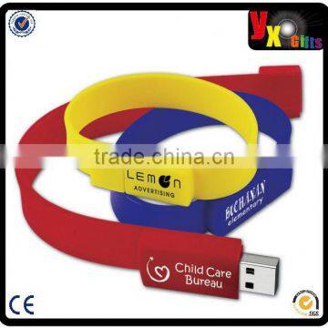 USB hot sale debossed silicone wristbands for activities event