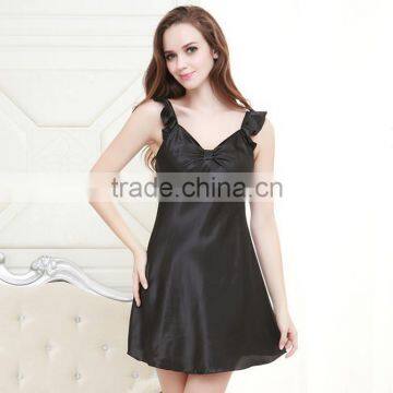Women Hot Solid Robes Camisole Nightgown Sleepwear Mini Dresses Ladies Silk Night Sexy Dress photo-2
