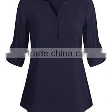 Brand design low price ladies light blue blouses