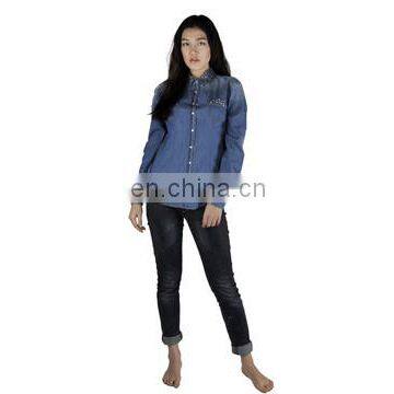 2015 Spring/Autumn fashion womens Denim shirts apparel