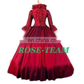 Rose Team-Free Shipping Custom-made Elegant Aristocrat Gothic Dress Red Victorian Dress Ball Gown photo-3