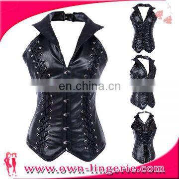 High Quality Waist Shaper Corset Ladies Leather Corset Steampunk Corset photo-3