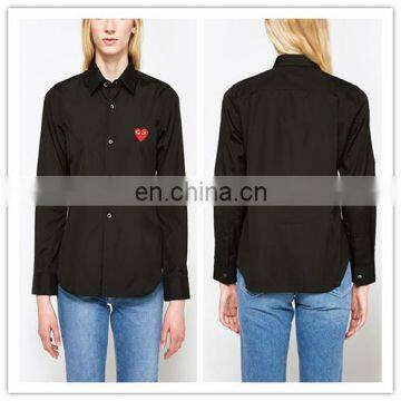 Latest arrival Casual Cotton Blouse Black Women shirts With Long Sleeves