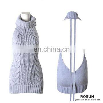 Virgin Killer Turtleneck Backless Sweater Dress