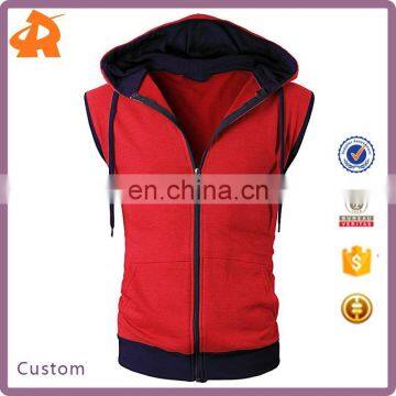 Fashion Sleeveless Solid Color Zip Up Hoodies For Men