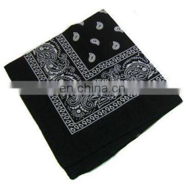 Promotional black cotton bandana paisley multifunctional paisley printing cotton scarf hip hop bandana