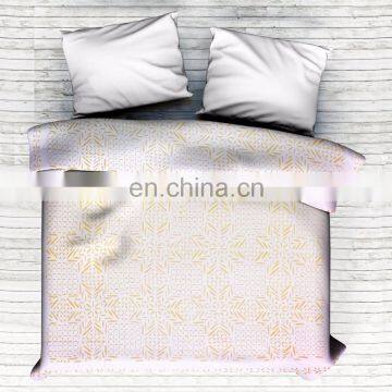 Indian Latest Abstract Bedspread King Size Screen Print 100% Cotton Fabric Bedding Set White Cut Work Bedsheet