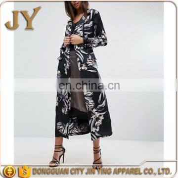 2017 Spring Summer Autumn Women Fashion Long Floral Print Duster Coat Ladies' Apparel From China Supplier photo-2