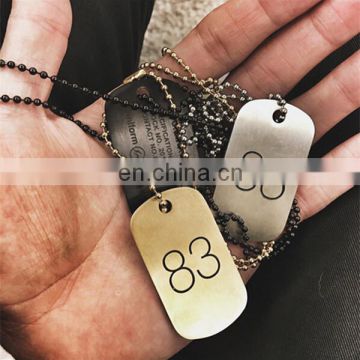 Ball Chain Hiphop Golden Dog Tag Men's Military Necklaces wholesale stinless steel engraved dog tags