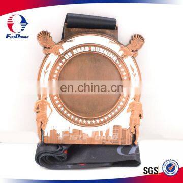 3D Road Running Blank Medal in Antique Copper Plating