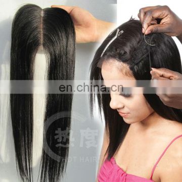 alibaba china threee part middle parting silk lace closures human hair wig