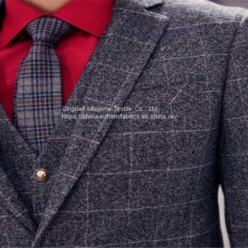 Fashion Modern Checked Worsted Wool Suiting Fabric