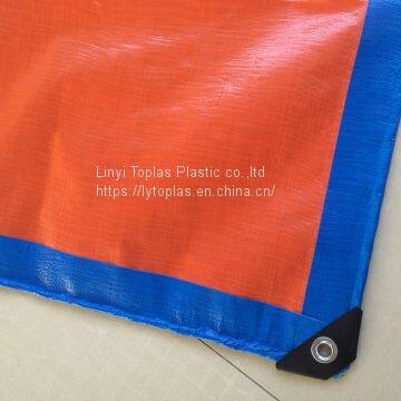 HDPE woven fabrics LDPE laminated fabrics two-sides coated tarps water-proof&sun-proof covers blue/orange any size available