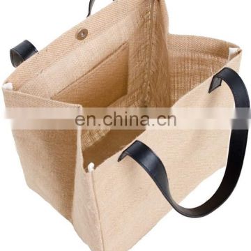 Natural Jute Burlap Tote Bags with Soft Handles and Laminated Interior,  Heavy Duty Shopping Bags