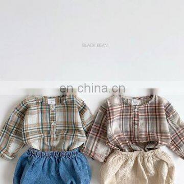 2020 new baby clothes set plaid shirts + pp shorts 2 pcs baby set