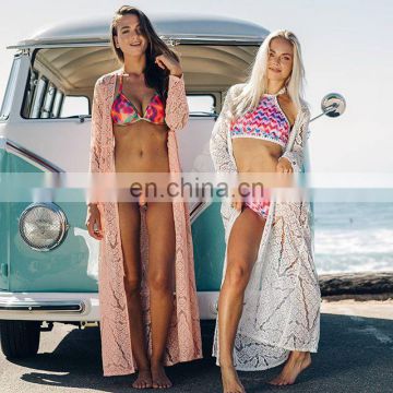 Beach Cover up Women Lace Crochet Bikini Long Cover up Pareos Para playa Tunics for Beach Robe de Plag Bathing suit Cover ups