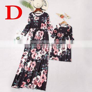 2019 New Fashion Floral Print Casual Mother and Daughter Matching Dress photo-5