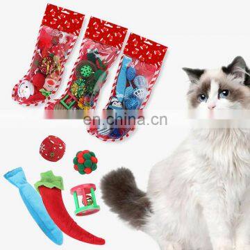 HQP-WJ116 HongQiang Pet Products Christmas set PE socks shape packaging Christmas color