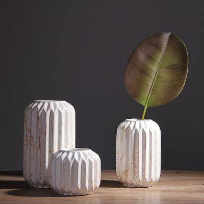 White Nordic Marble Creative Simple Ceramic Vase For Family Home Livling Room Decor photo-3