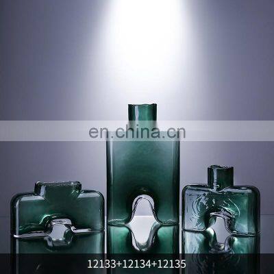 Luxury European Style Custom Crystal Blown Flower Vase Home Decoration Living Room Clear Glass Creative Set photo-2