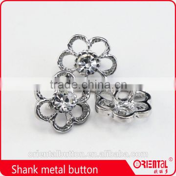 shiny silver flower shape metal shank skirts button