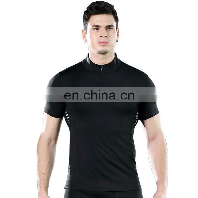 Manufacturers wholesale custom quick-drying sports T-shirt men's high-neck zipper short-sleeved fitness clothes running clothing