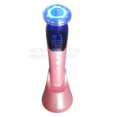 Facial Clean Product EMS Galvanic Machine Red Blue LED Hot Cold Skin Tightening Device Face Lifting Massager