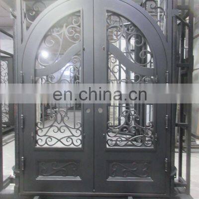 Unique Residential Round Safety Custom Wrought Iron Entry Front Door photo-4