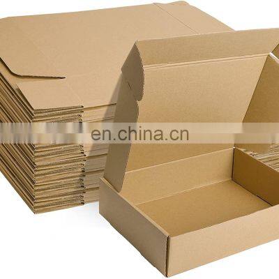 Customize Logo Corrugated Cardboard Paper Shipping Box Shoes T-shirt  Clothing Mailer Boxes Brown Color Kraft Packaging Box