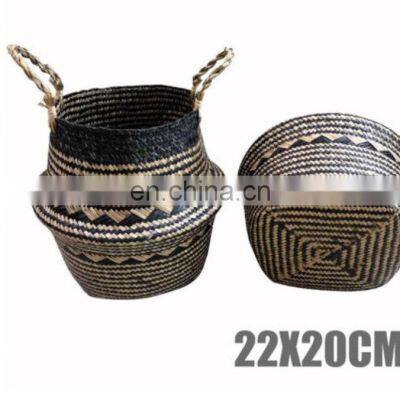 Seagrass Belly Basket, Beautiful Foldable Seagrass Woven Storage Baskets Planter Pot Wholesale