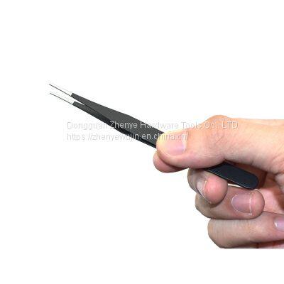 Steel Carbon Tweezers Anti-static Black Thin Pointed Curved Mouth Household Home Repair Nail Pick 10#tweezers
