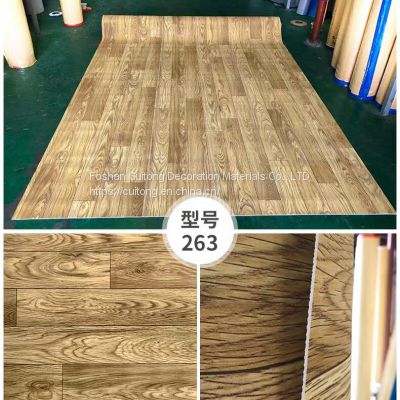 Project department office plastic floor leather exhibition film studio coil PVC wood grain floor leather Guangdong wholesale