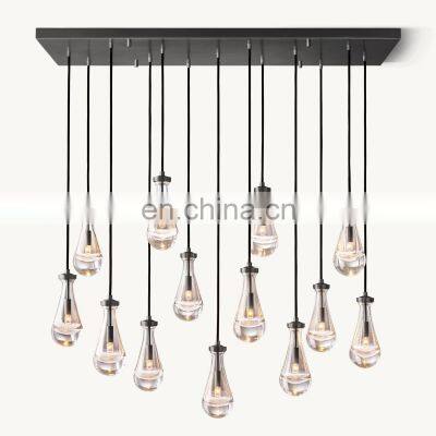 Modern Minimalist Creative Line RAIN Rectangular Glass Chandelier Ceiling Living Room Bedroom Dining Decorative Chandelier