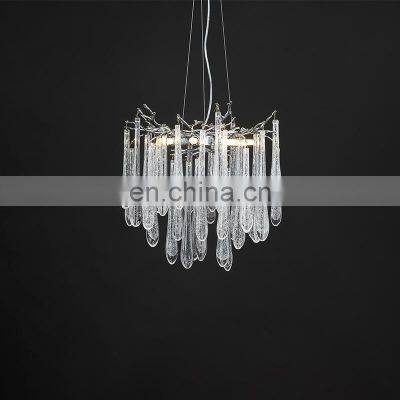 Postmodern Vintage Black Metal Ball Pendant Light Water Drop Crystal LED Chandelier