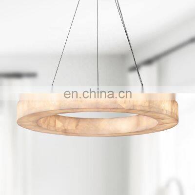 Retro Industrial American Marble Calcite Alabaster Pendant Light Chandelier For Kitchen Island Living Room Bedroom Dining Room