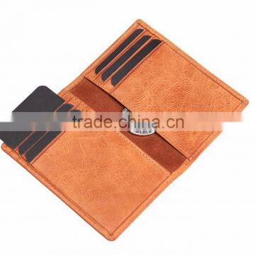 Premium tan leather card holder bifold card holder leather slim business card case