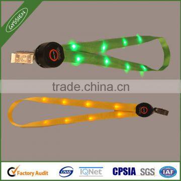 China market factory 2cm wide LED flash light flexible lanyard